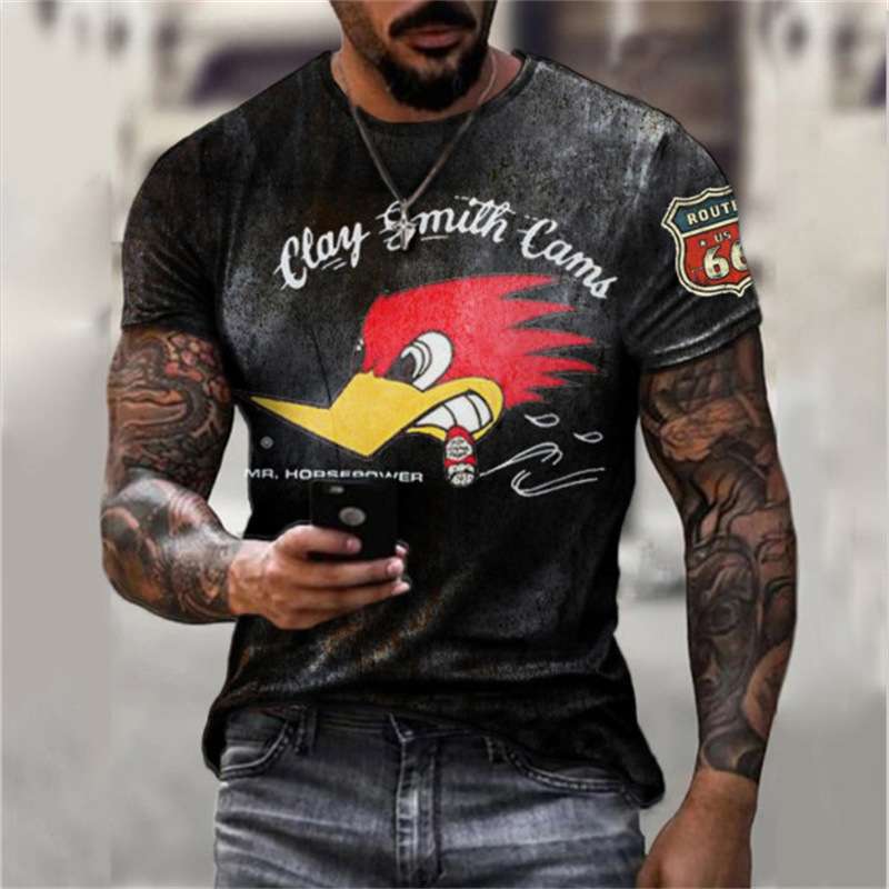 アメカジ ワイルドプリントヴィンテージ風Tシャツ