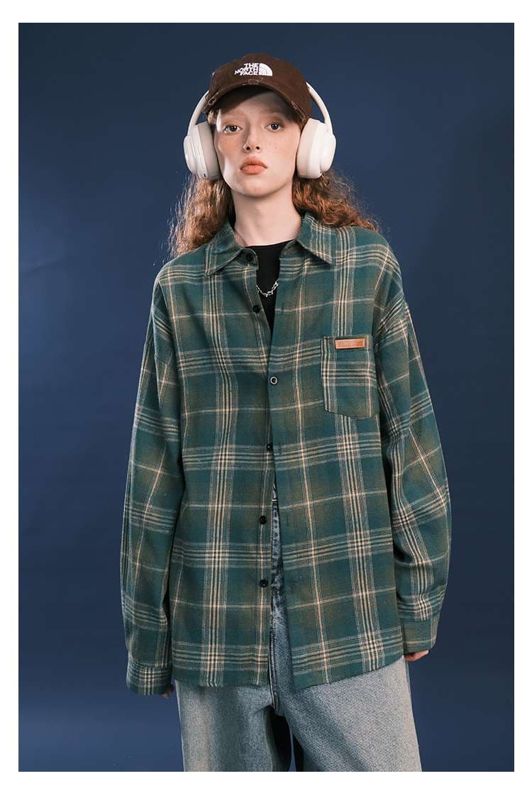 アメカジ オーバーサイズチェック柄シャツジャケット