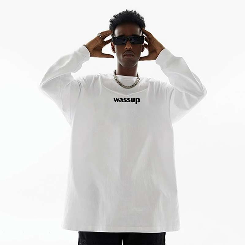 アメカジ ストリート系メッセージプリント長袖Tシャツ