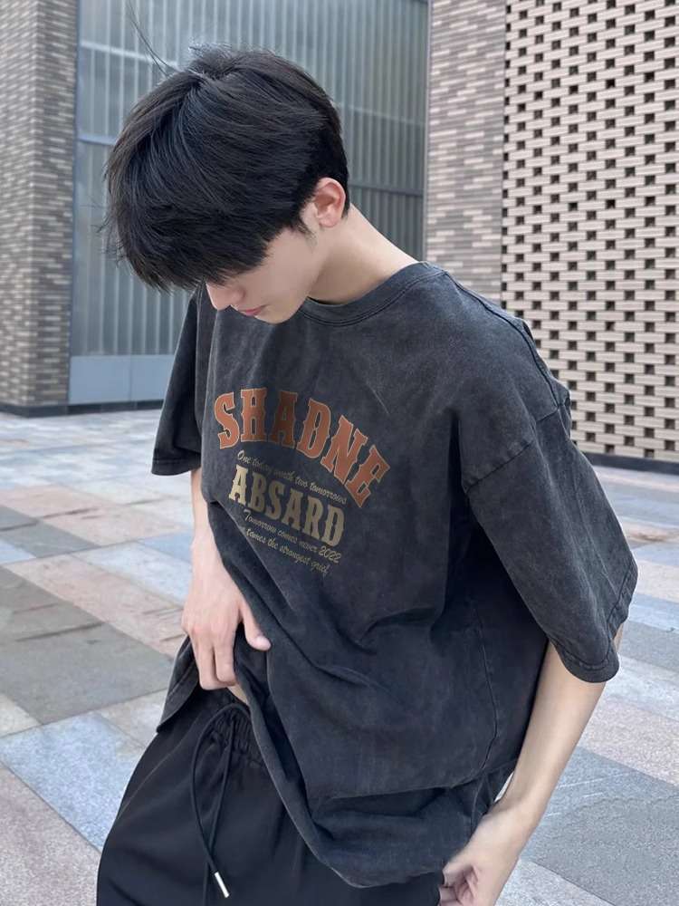 アメカジ ヴィンテージ風カレッジプリント半袖Tシャツ