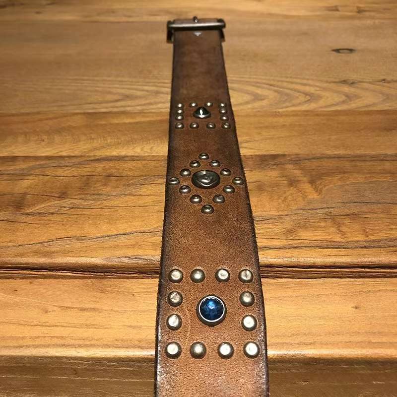 アメカジ スタッズ付きレザーベルト