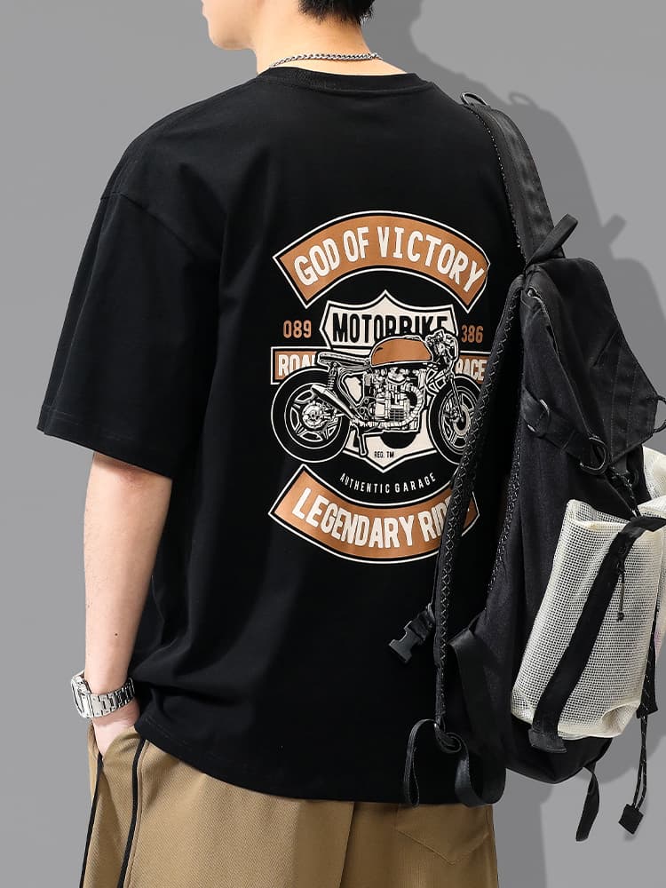 アメカジ バイク図案 半袖ティーシャツ