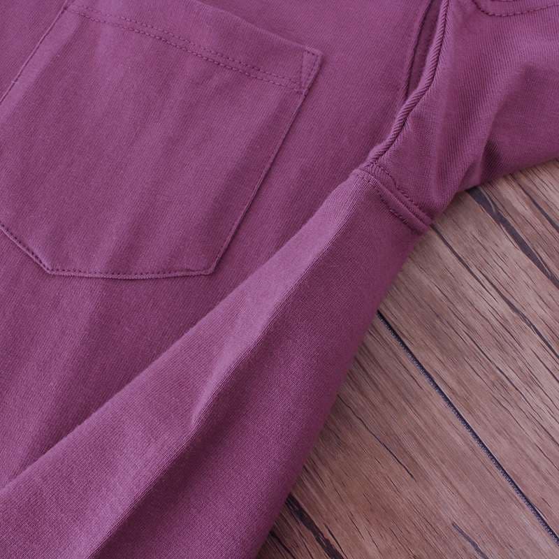 アメカジ ヴィンテージ風 ポケット付き 厚手クルーネックTシャツ