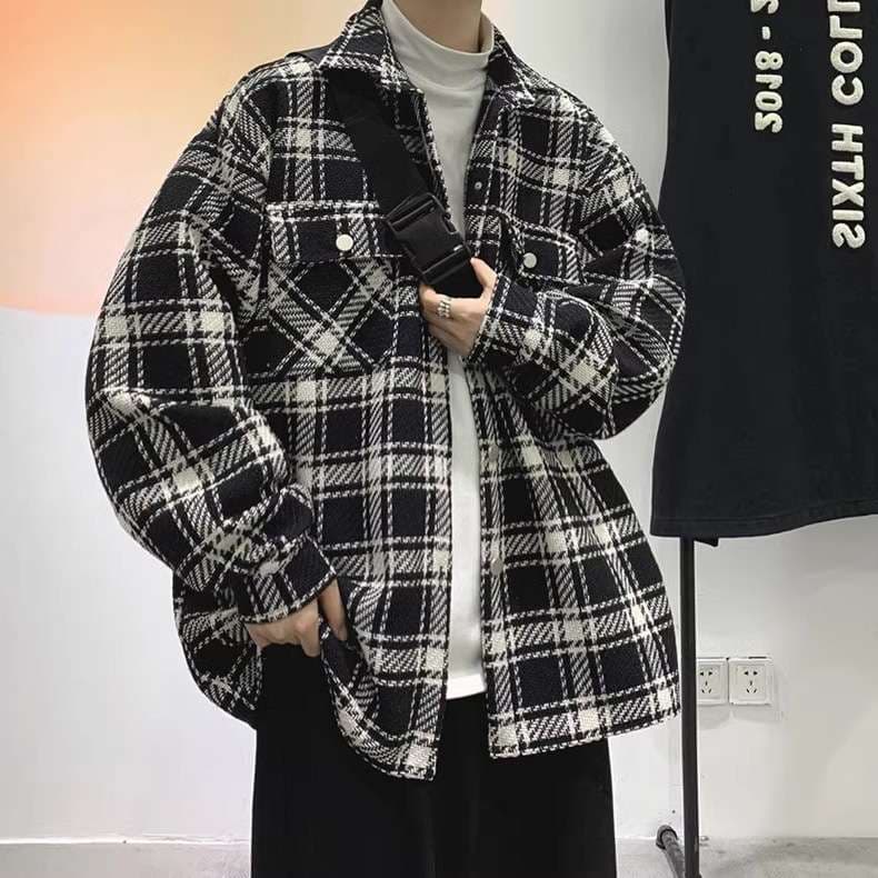 アメカジ オーバーサイズチェック柄シャツジャケット