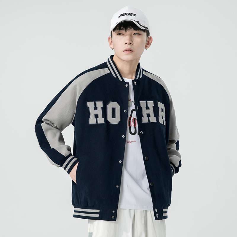 アメカジ スポーティーレトロ ロゴ入り バーシティジャケット