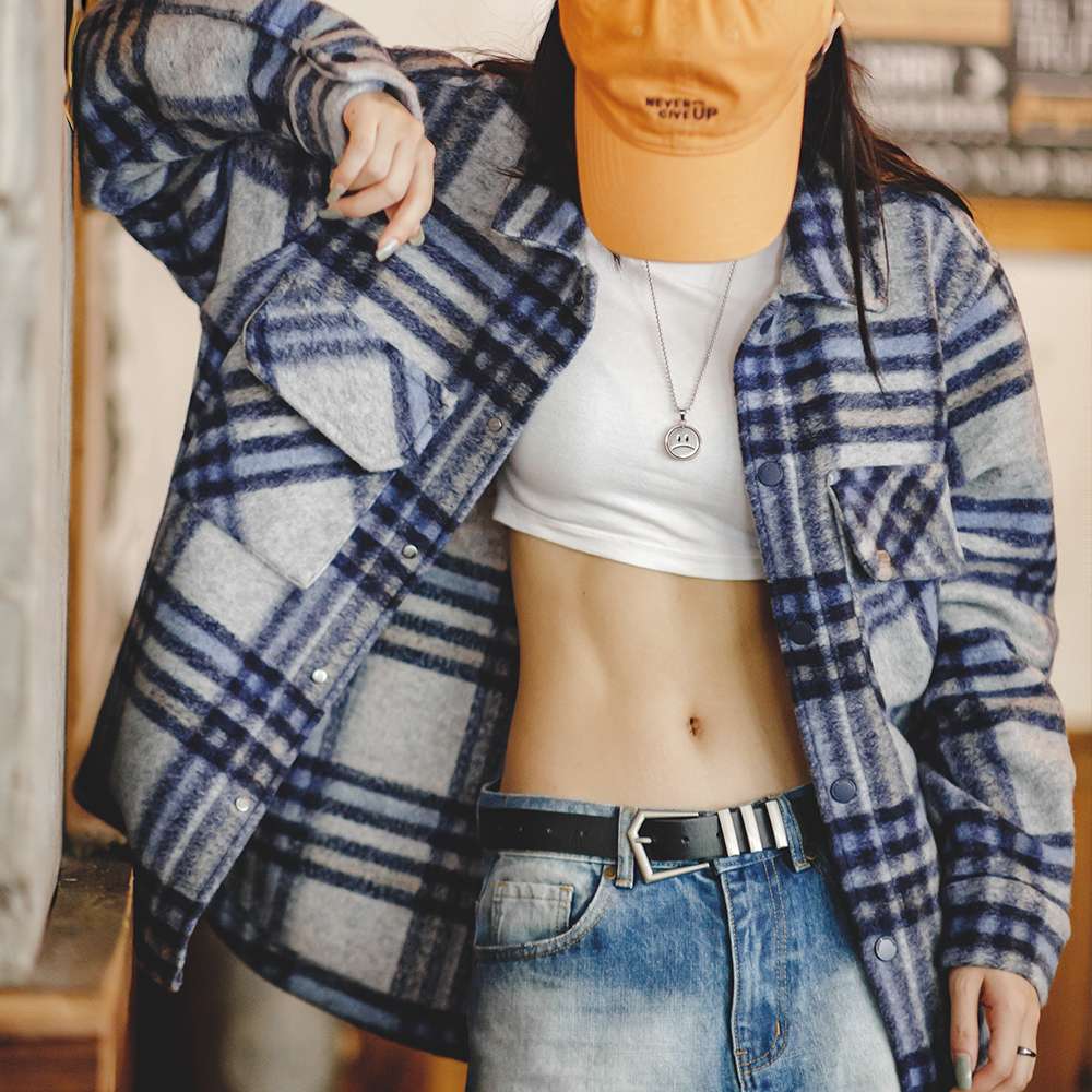 アメカジ オーバーサイズチェック柄シャツジャケット