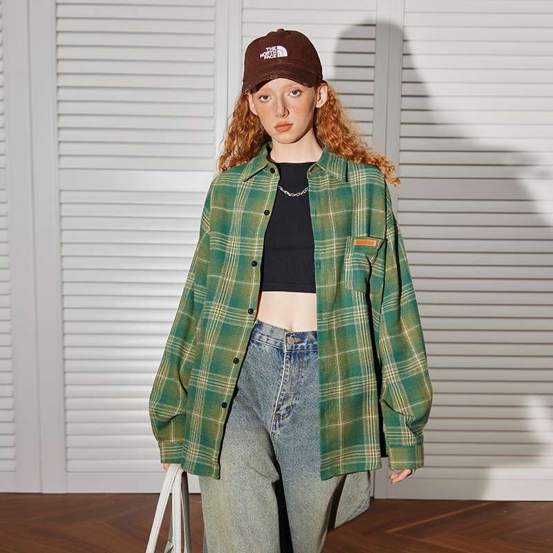 アメカジ オーバーサイズチェック柄シャツジャケット