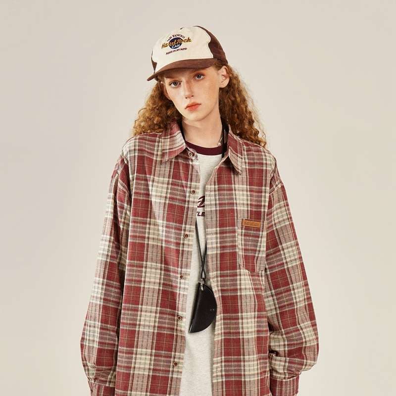 アメカジ ゆったりシルエットのチェック柄シャツ