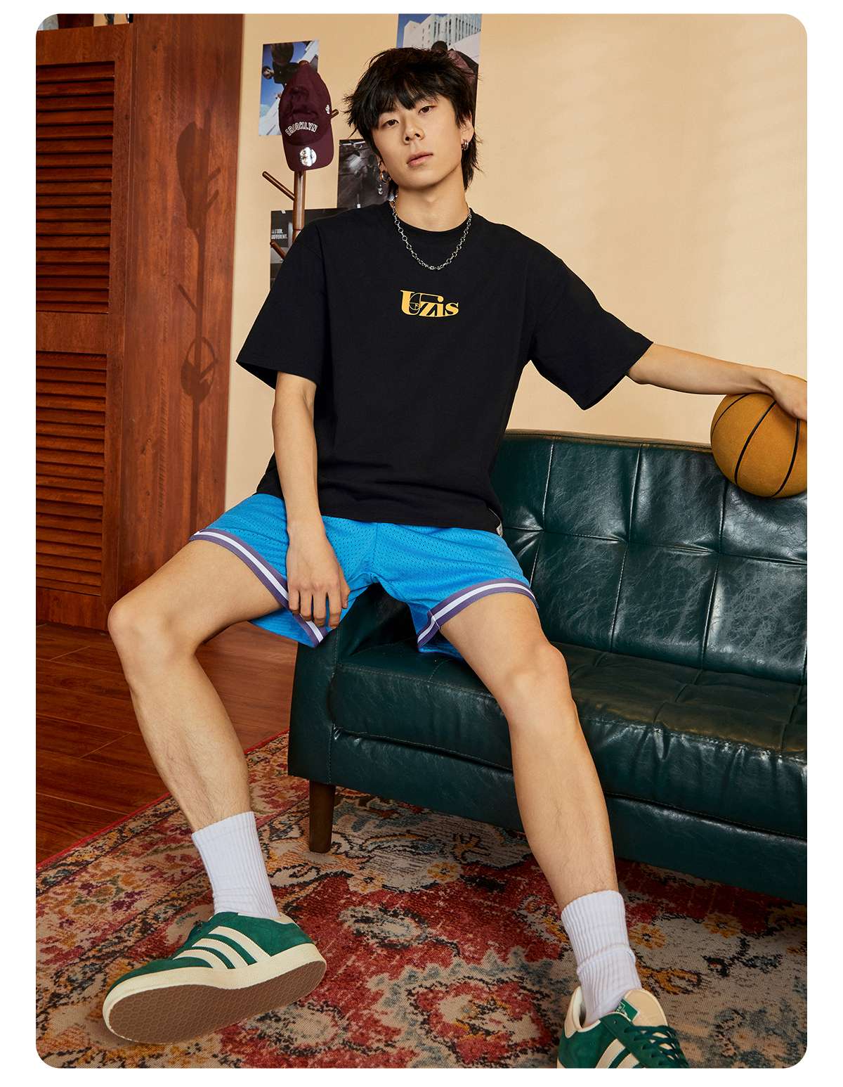 アメカジ 幾何学模様バックプリント半袖Tシャツ