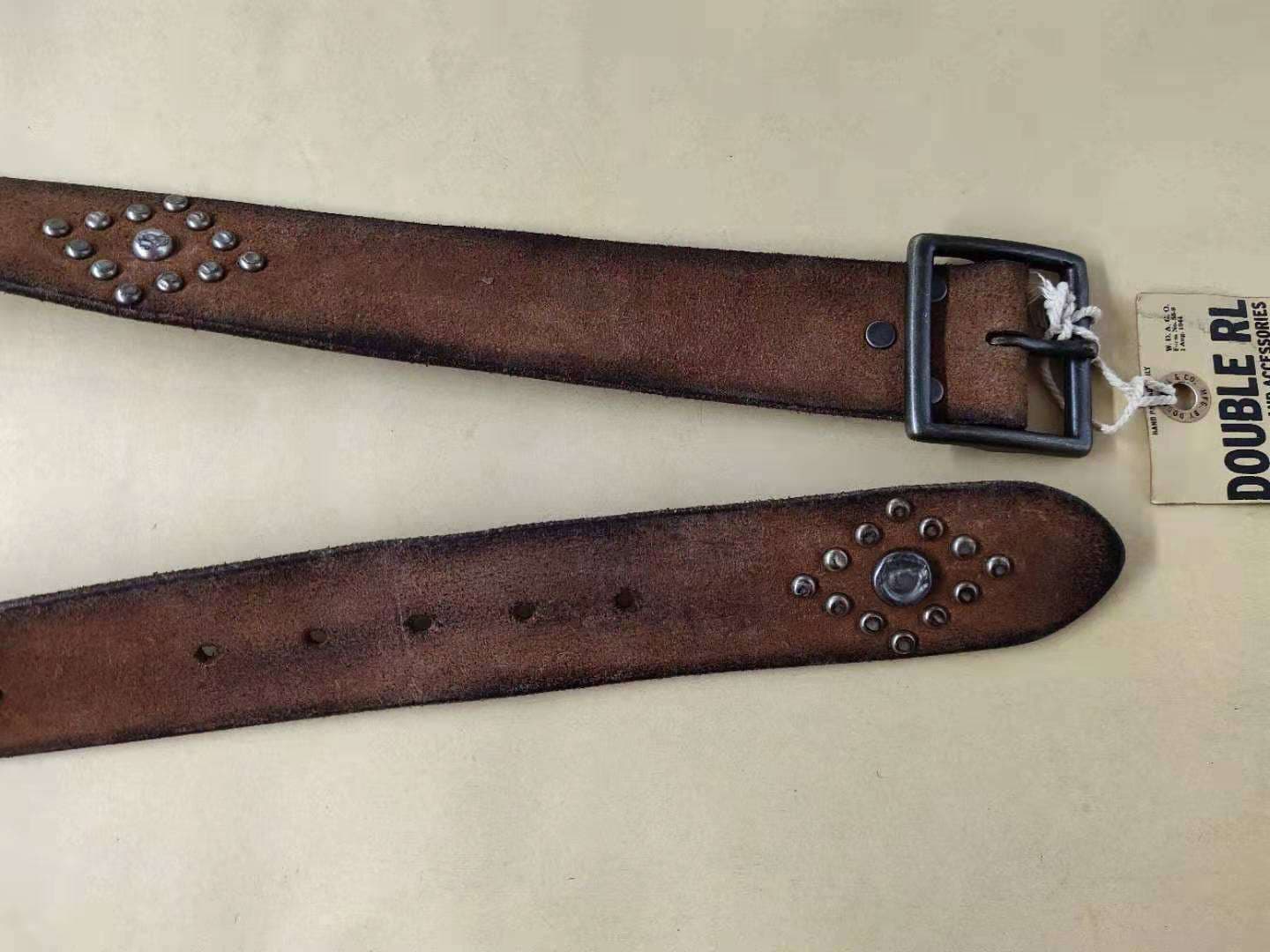 アメカジ スタッズ付きレザーベルト