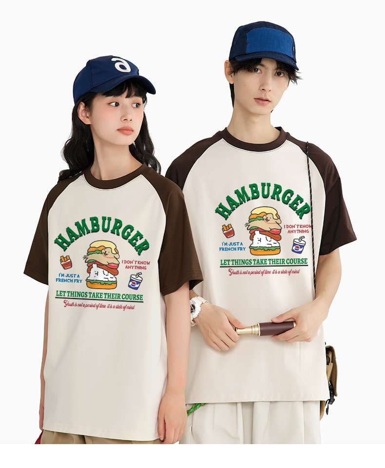 アメカジ ハンバーガーイラストプリントTシャツ