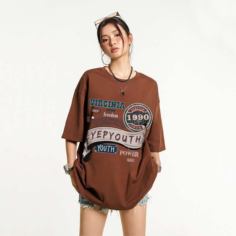 アメカジ ユースパワー オーバーサイズプリントTシャツ
