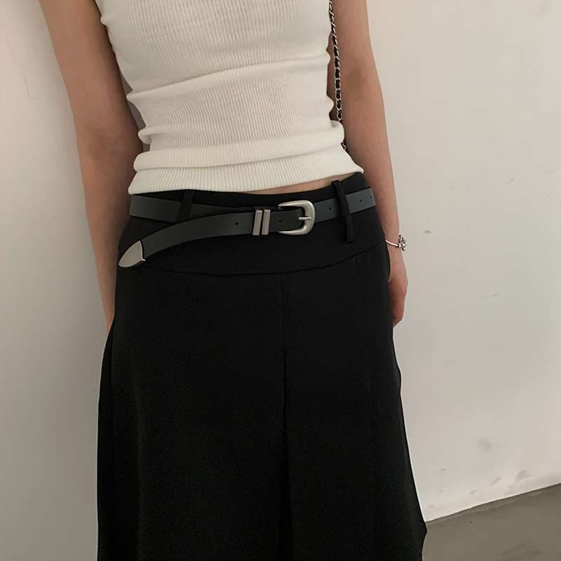 アメカジ シンプル細身バックルベルト
