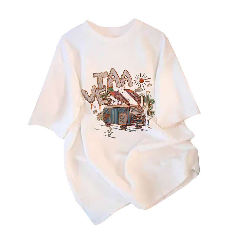 アメカジ クマ家族プリント オーバーサイズTシャツ