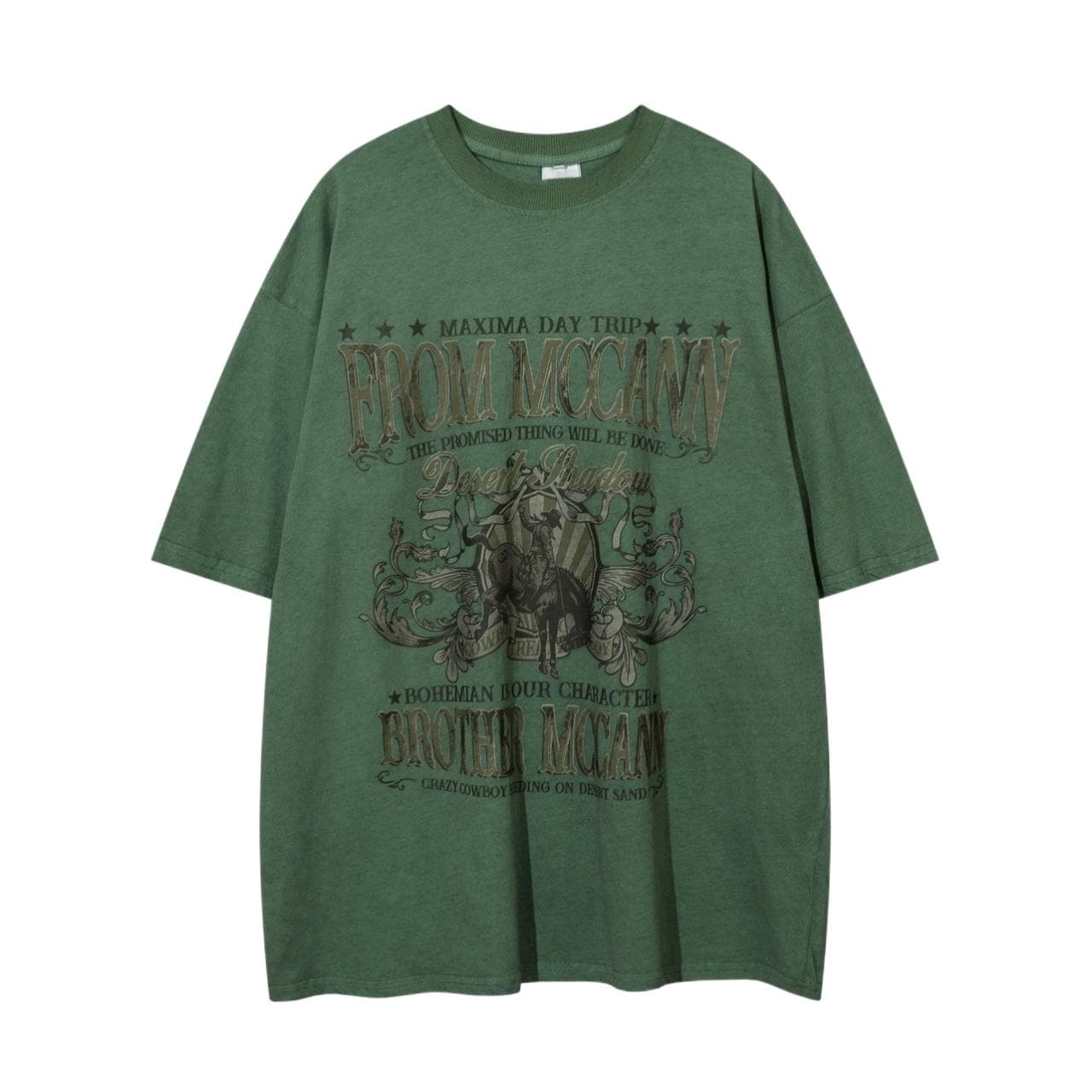 アメカジ カウボーイプリント オーバーサイズTシャツ