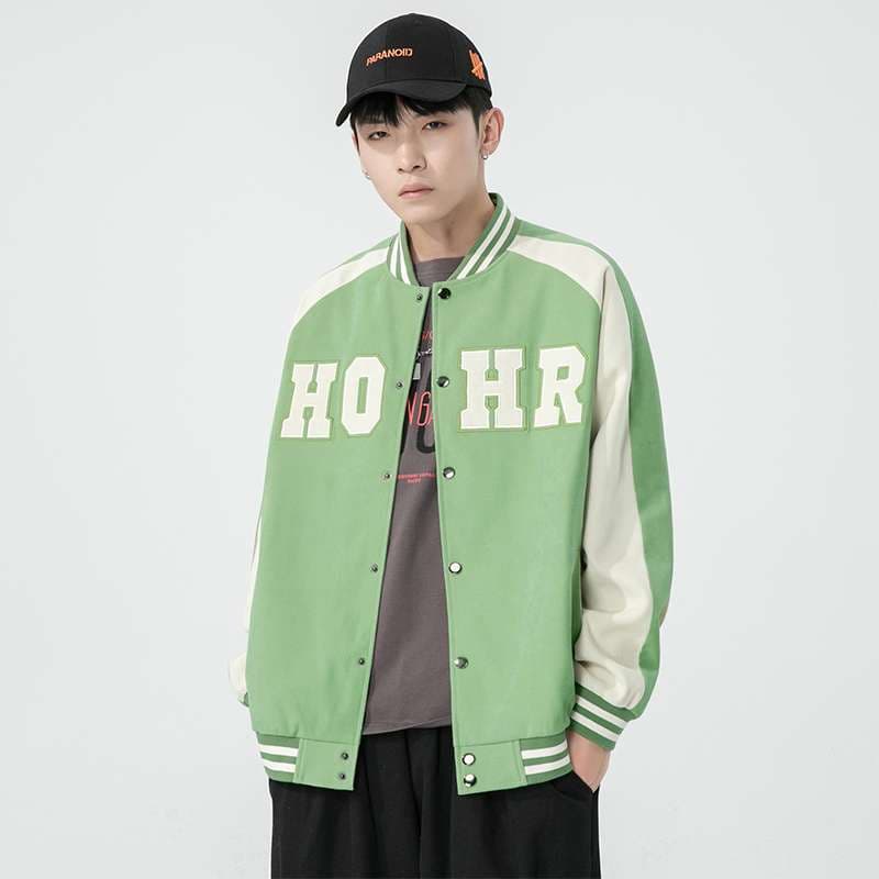 アメカジ スポーティーレトロ ロゴ入り バーシティジャケット