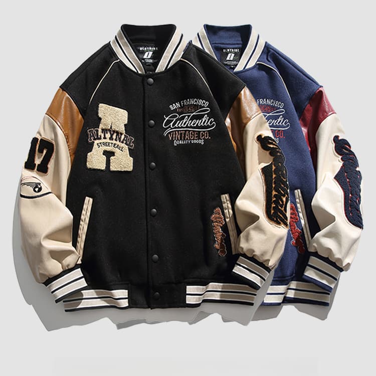 アメカジ 刺繍ワッペン付きスタジアムジャンパー