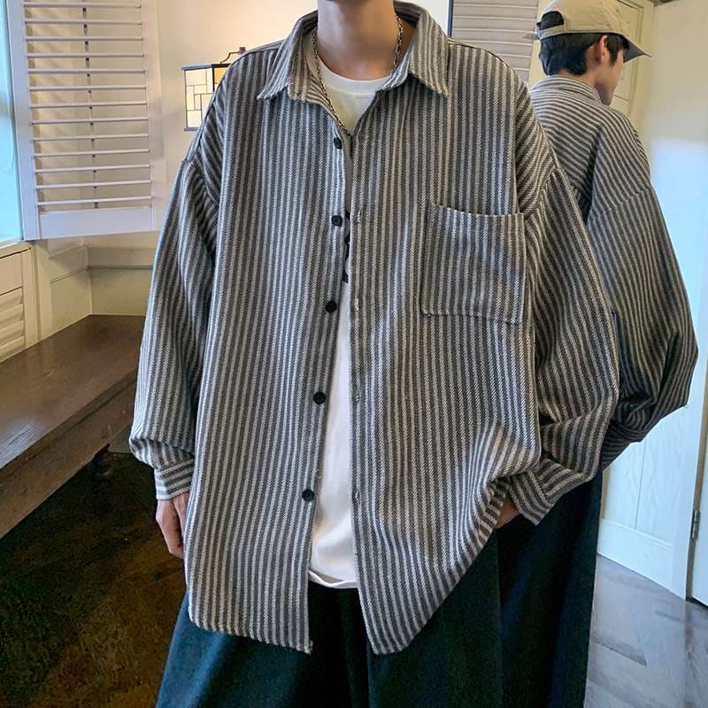 アメカジ オーバーサイズストライプシャツ
