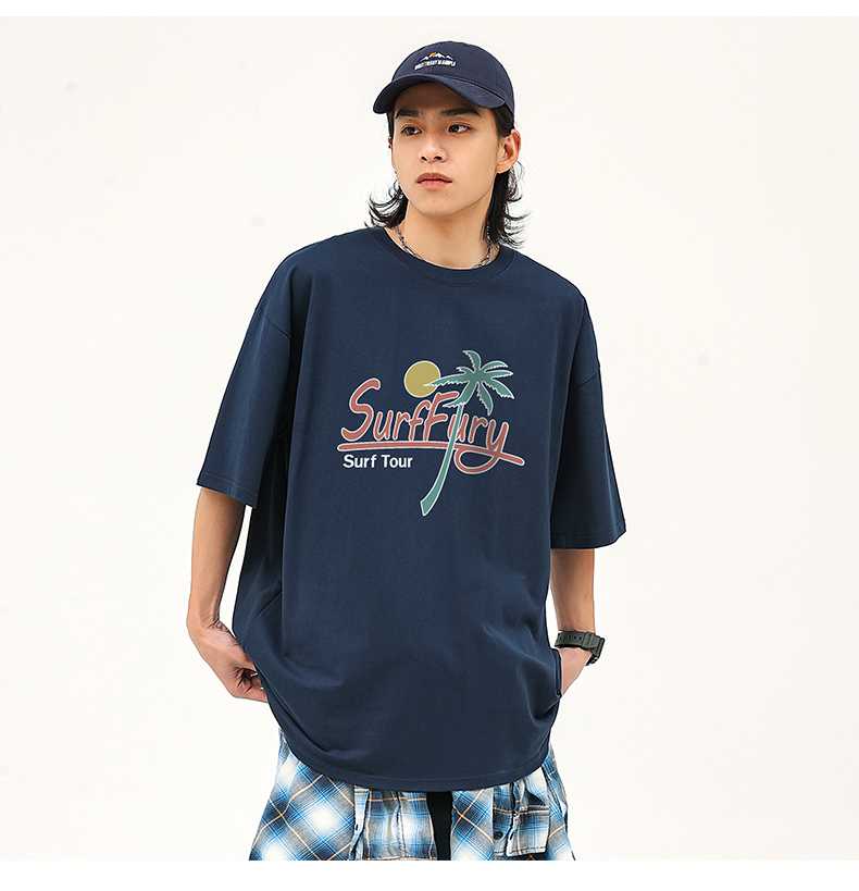 アメカジ 南国サーフィン風景プリントTシャツ