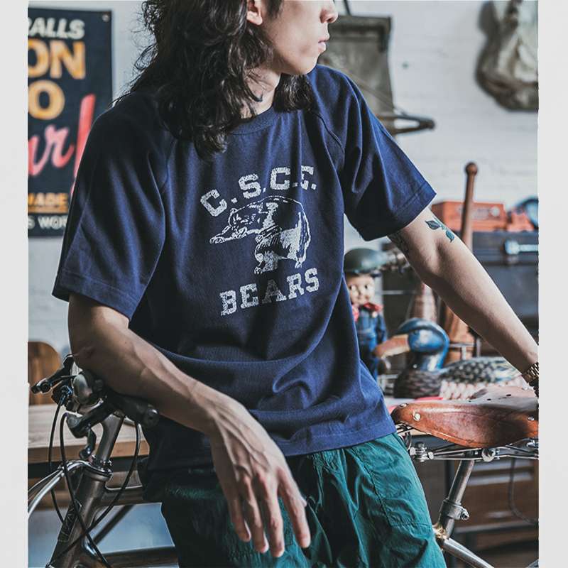 アメカジ カレッジプリントヴィンテージ風Tシャツ