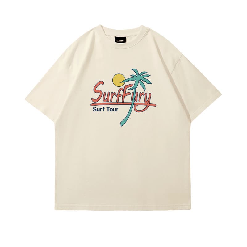 アメカジ 南国サーフィン風景プリントTシャツ