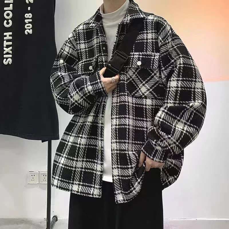 アメカジ オーバーサイズチェック柄シャツジャケット