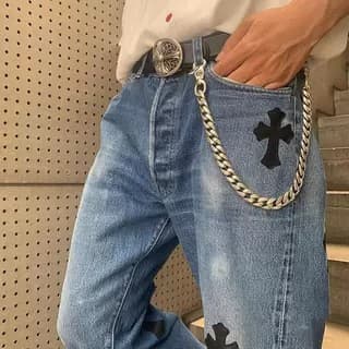 アメカジ 職人技光る重厚感溢れる鎖編みウォレットチェーン