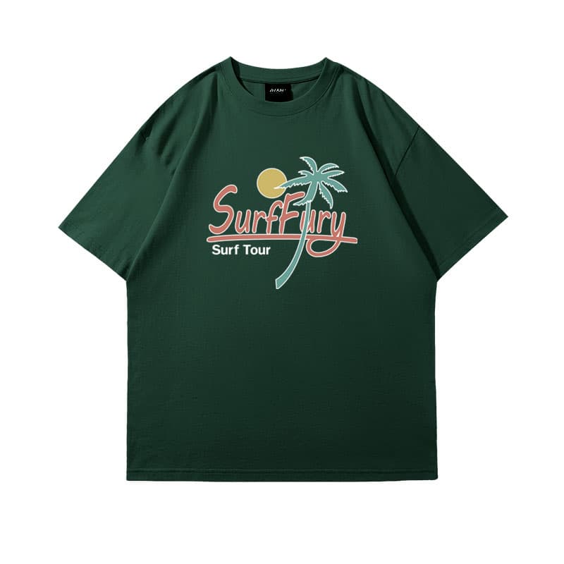アメカジ 南国サーフィン風景プリントTシャツ