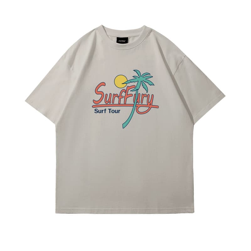 アメカジ 南国サーフィン風景プリントTシャツ