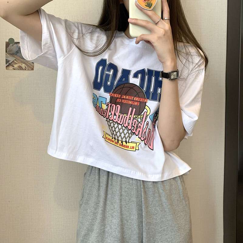 アメカジ バスケットボールプリント オーバーサイズTシャツ