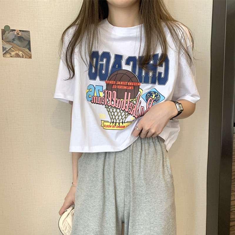 アメカジ バスケットボールプリント オーバーサイズTシャツ