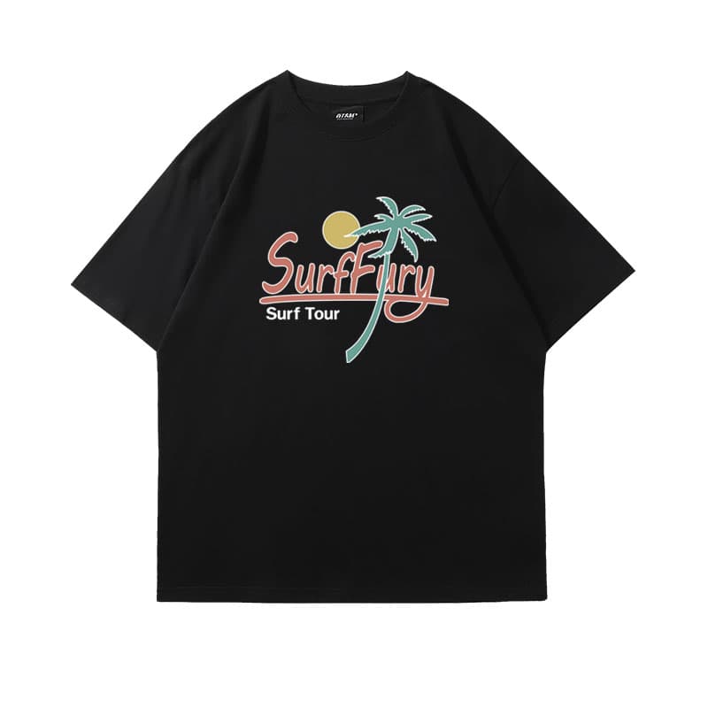 アメカジ 南国サーフィン風景プリントTシャツ