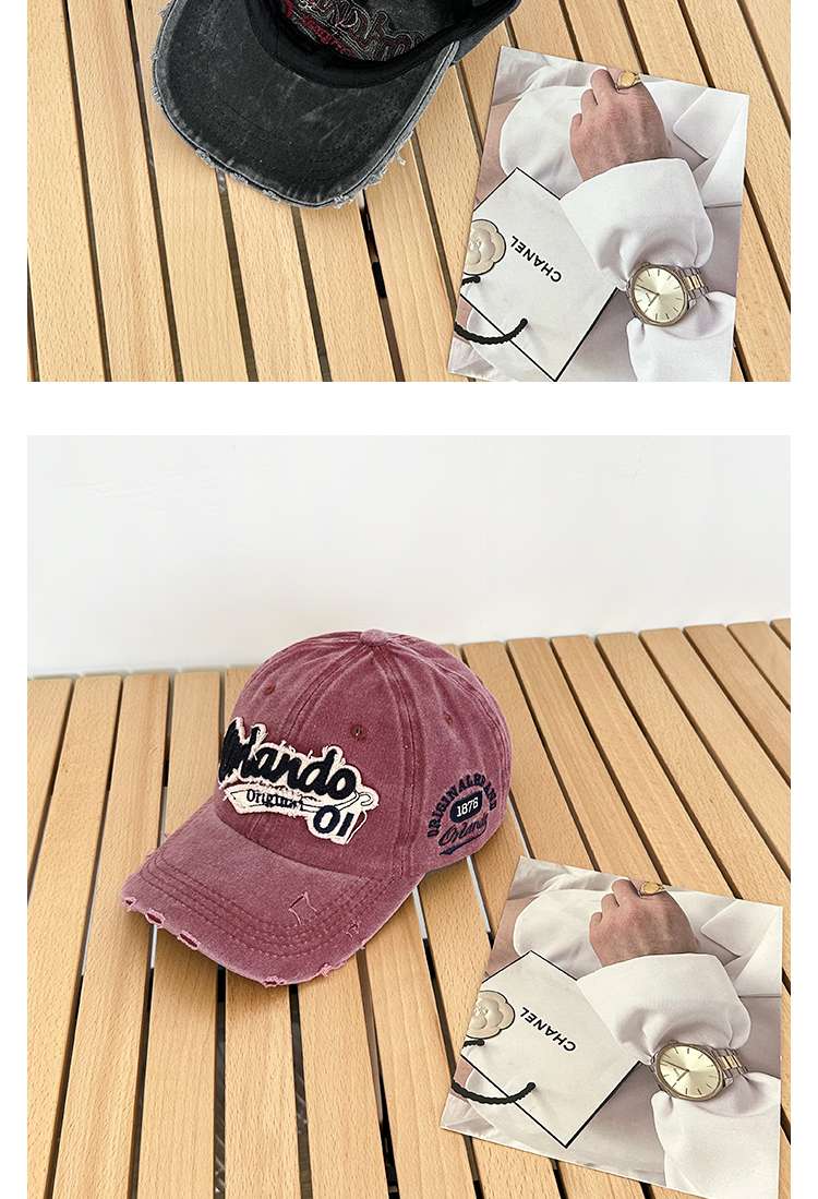 アメカジ ヴィンテージ風 ロゴ刺繍 ダメージ加工キャップ