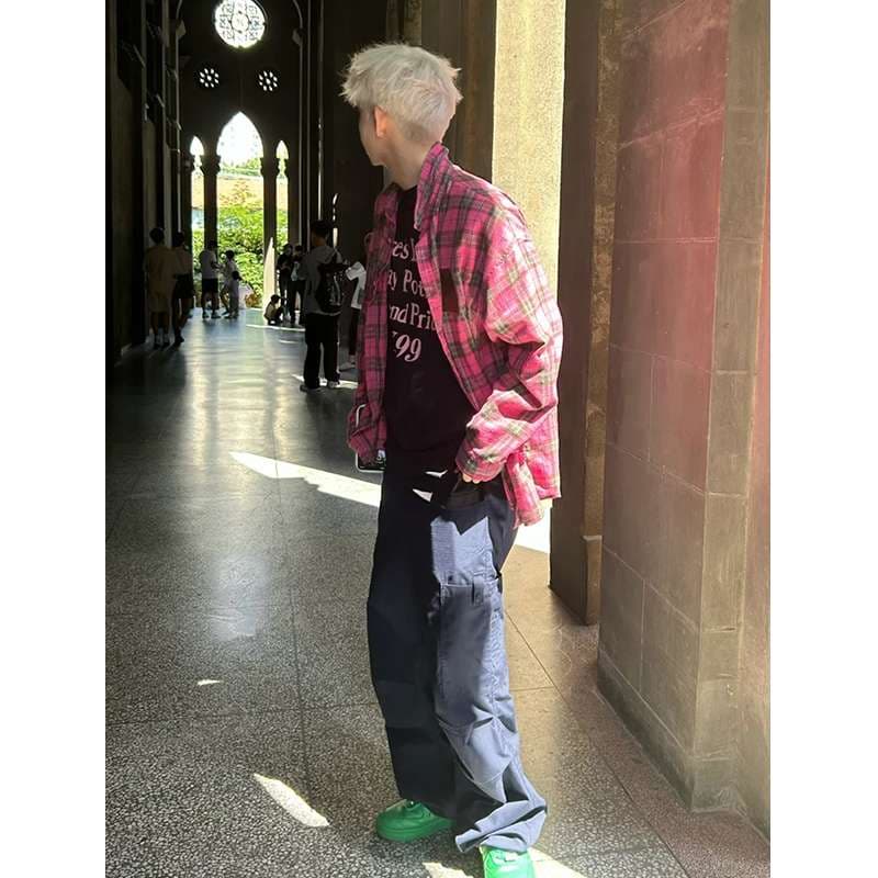 アメカジ ゆったりオーバーサイズチェック柄シャツ