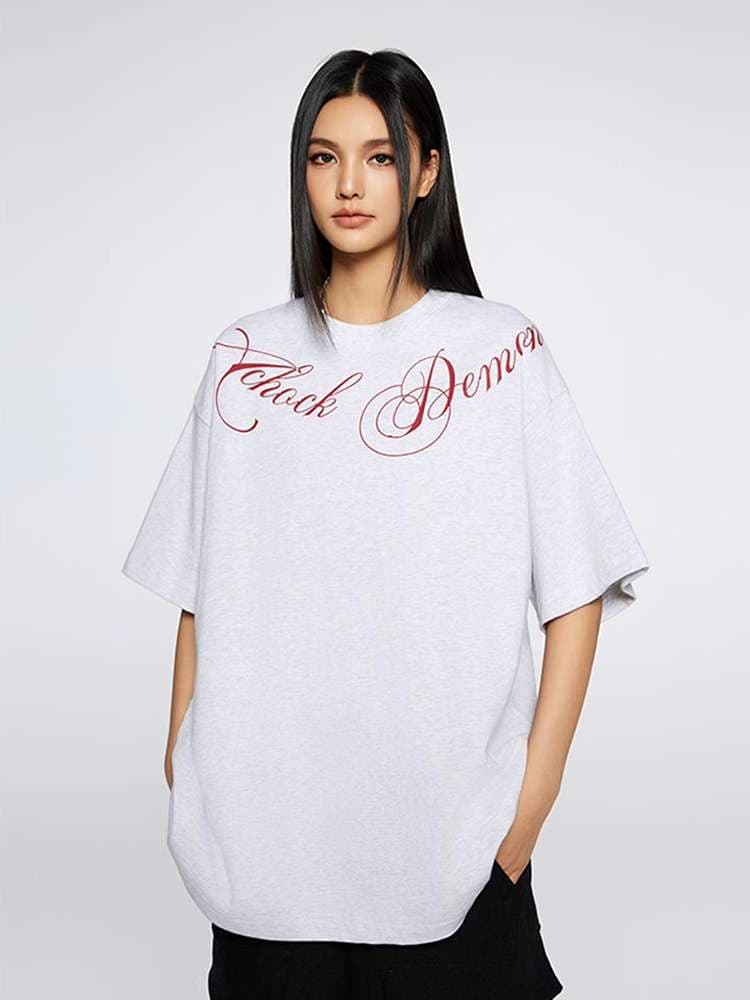 アメカジ オーバーサイズ筆記体ロゴTシャツ