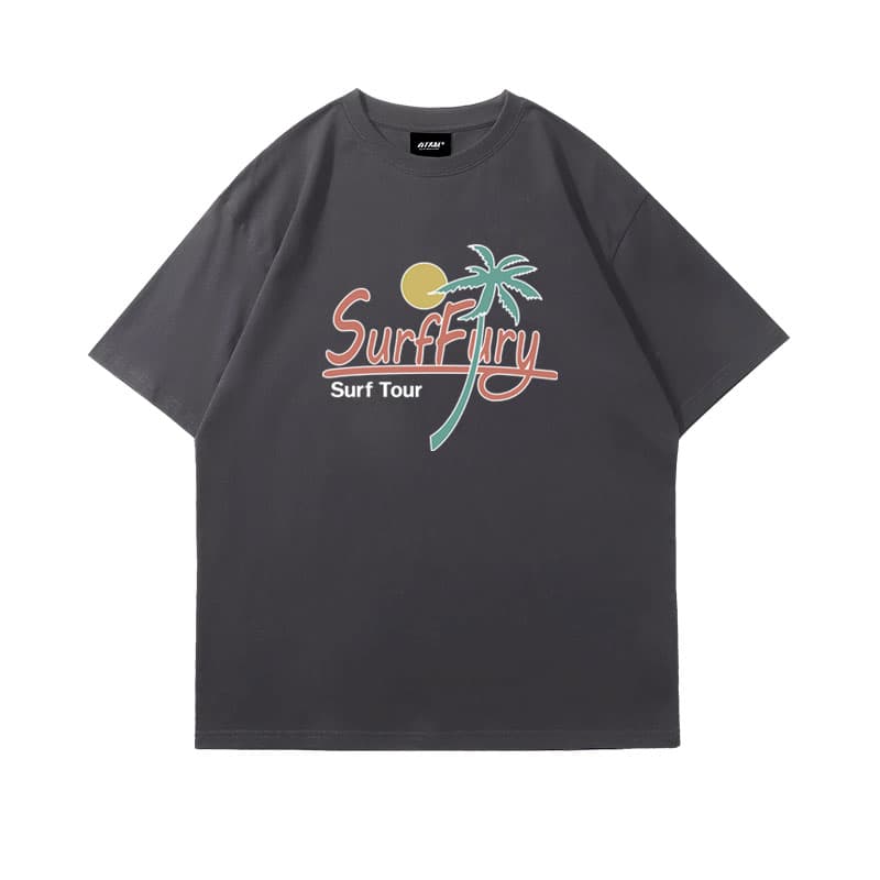 アメカジ 南国サーフィン風景プリントTシャツ