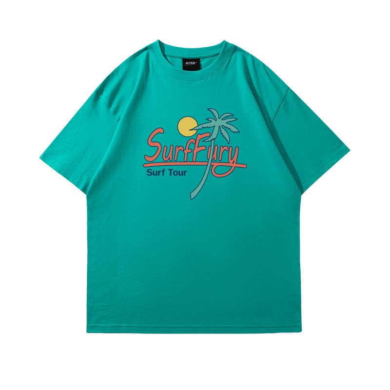 アメカジ 南国サーフィン風景プリントTシャツ
