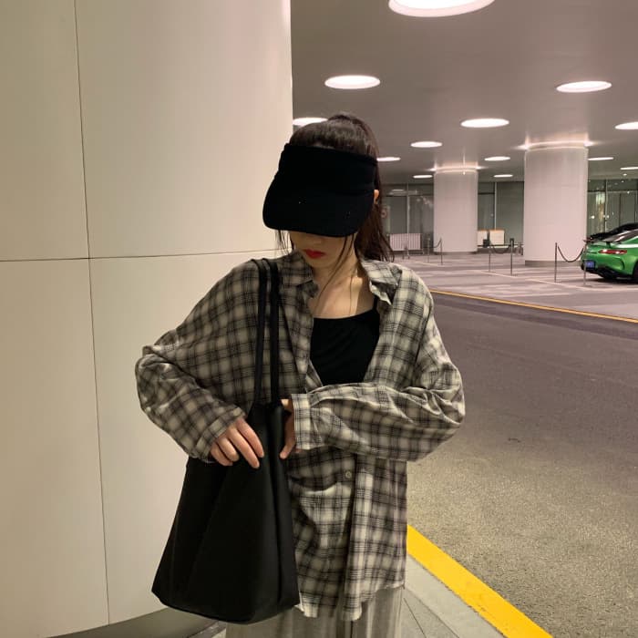 アメカジ 起毛チェック柄ネルシャツ カジュアル厚手ブラウス